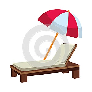 Beach sunchair and umbrella cartoon