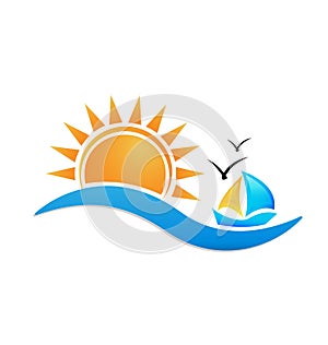 Beach sunny environment logo vector