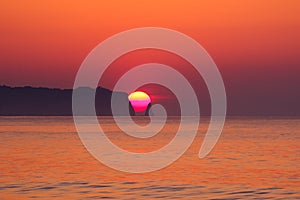 Beach sunrise in Japan, Chiba, Land of the rising sun, Hebara beach is famous for being one of the first places to see the sun ris