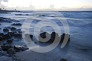 Beach at sunrise on Mexican Riviera Maya