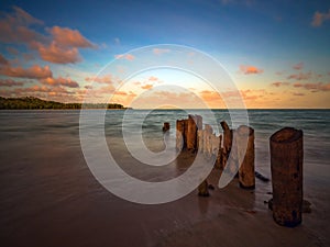 Beach at the sunset