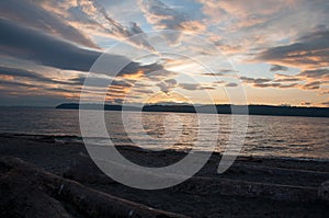 Beach sunset Mulkiteo Washington landscape