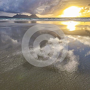 Beach at sunset in Northland, New Zealand