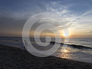 Beach at sunset in Sri Lanka photo