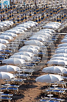 Beach with sunshades in Montenegro