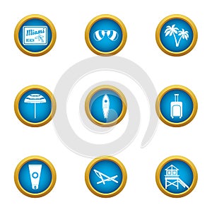 Beach superintendence icons set, flat style photo