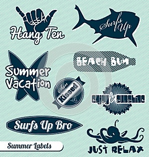 Beach and Surfing Labels and Stickers