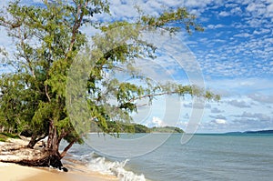 Beach in surroundings of a Sihanoukville holiday resort in Cambodia