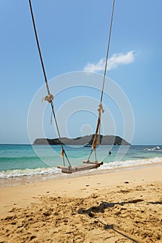 Beach swing on the May Rut Ngoai Island, Vietnam