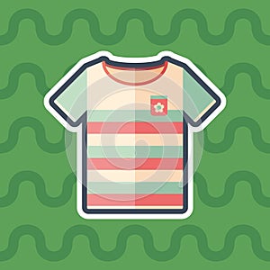 Beach t-shirt sticker flat icon with color background.