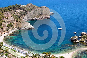 Beach in Taormina, Sicily, Italy