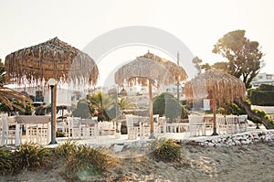 Beach taverna on the early morning sun