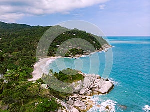 Beach in Thailand top view. Thailand Ko Pha-ngan Haad Than Sadet Beach