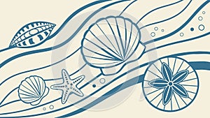 Beachthemed Seashells and Starfish Pattern, vector design Generative AI