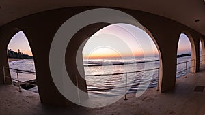 Beach Tidal Swimming Pool Arches Ocean Sunrise