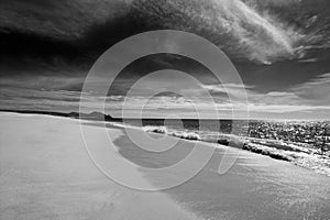 Beach at Todos Santos central Baja California Mexico BCS - black and white