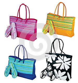 Beach tote bag and flip flop