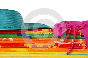 Beach towels, hat and bikini