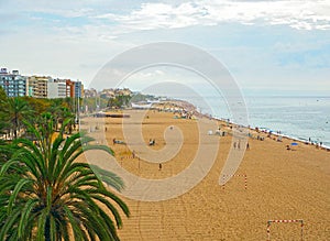 Beach of town Calella, part of the Costa Brava destination in Catalonia, near Barcelona, Spain