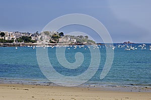 Beach and town of Dinard in France