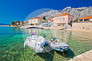 Beach in Town of Orebic on Peljesac peninsula view