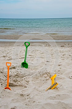 Beach toys at baltic sea beach