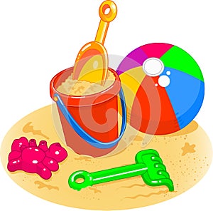 Beach Toys - Pail, Shovel, Ball