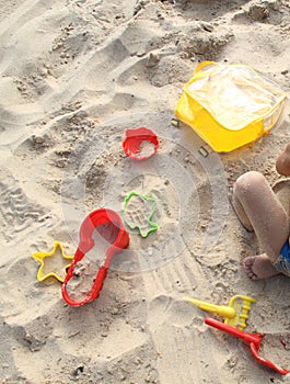 Beach toys on sand