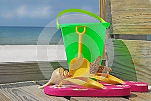 Beach toys at seashore