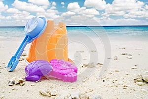 Beach toys in the tropical beach