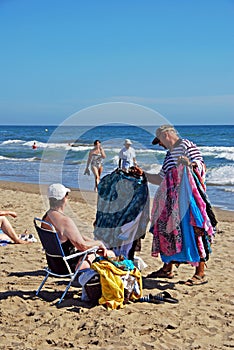 Beach trader on Playa de la Vibora beach, Marbella.