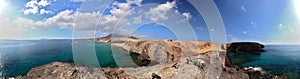 Beach with transperent water, panoramic shot. Lanzarote, Canary Islands, Spain