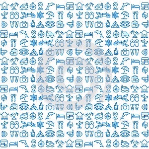 Beach travel pattern icon Logo illustration. Icons Set Outline Holiday, Tour and travel outline icon set vector.