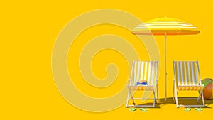 Beach travel summer holiday vacation concept background with copy space, 3d rendering