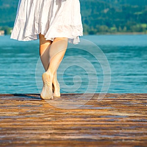Beach travel - woman feet