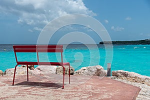 Beach with two color tones on the island of Curacao. Netherlands Antilles.