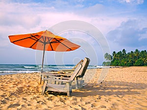 Beach and umbrella