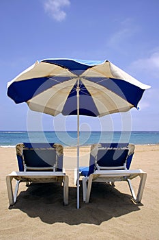 Beach Umbrella and Beds