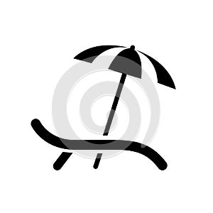 Beach umbrella and chair icon isolated  sunbed and umbrella  sea  icon for vacationers on ocean Ã¢â¬â vector photo