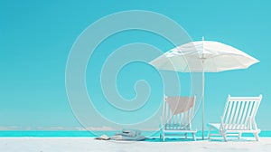 Beach umbrella with chairs
