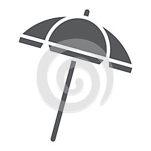 Beach umbrella glyph icon, travel and parasol