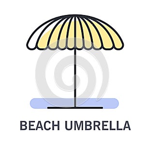 Beach umbrella icon for sunshade at beach or pool side