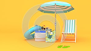 Beach Umbrella and Lounge Setup photo