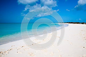 Beach Umbrella on a perfect white beach in front of Sea