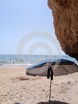 Beach umbrella in Portugal. photo
