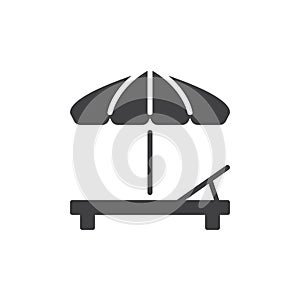 Beach umbrella and Sun lounger icon vector