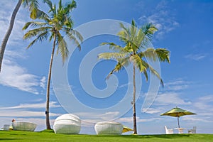 Beach Umbrella And Sunbath Seats