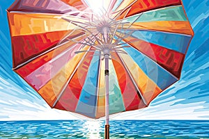 beach umbrella with a Sunburst - colored canopy