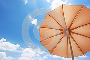 Beach umbrella towards blue sky on a sunny day