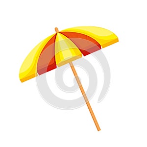 Beach umbrella. Yellow and red umbrella isolated.